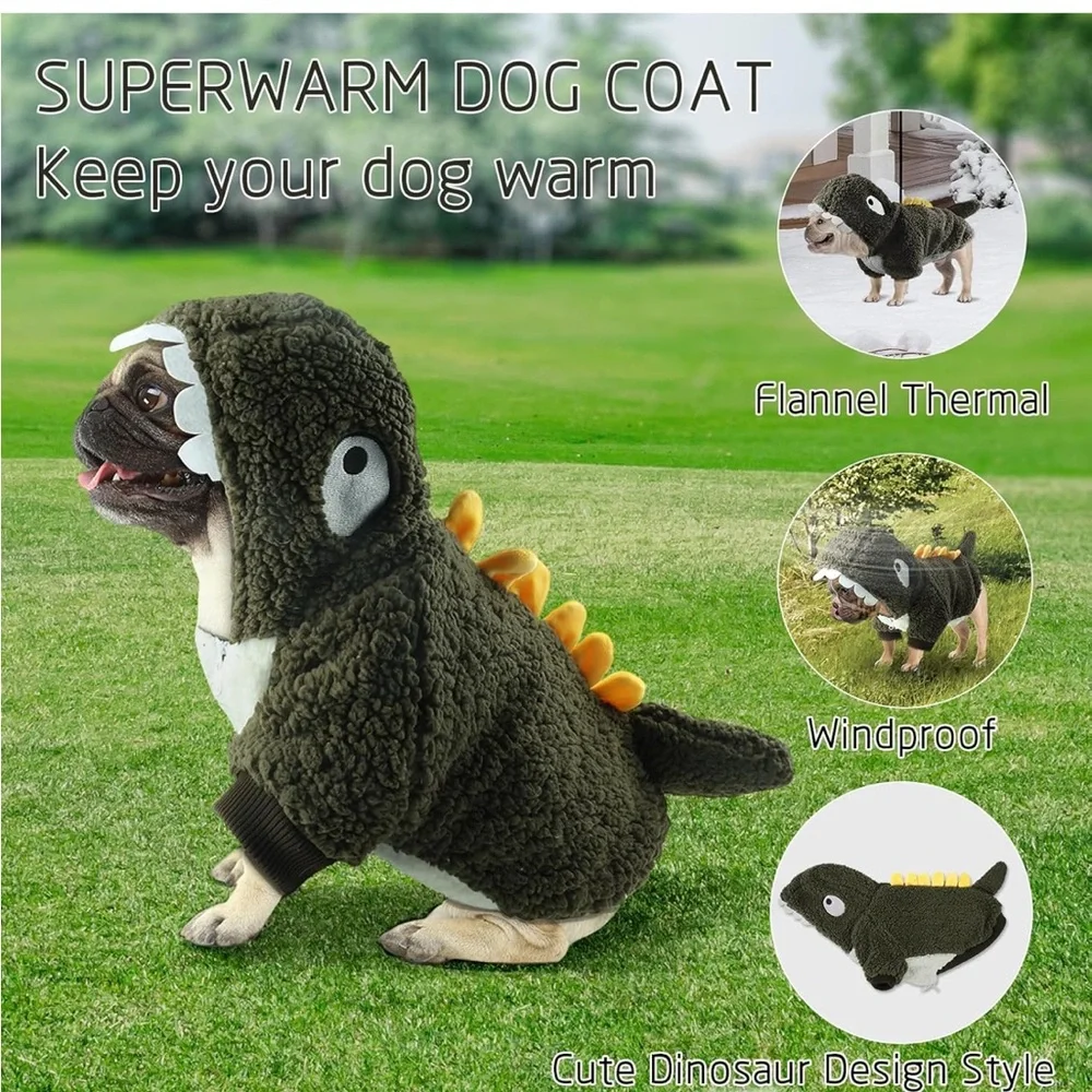 NIB‎ Warm Dinosaur Coat - Winter Jacket Pet Hoodie for X-Large Dogs (Green)